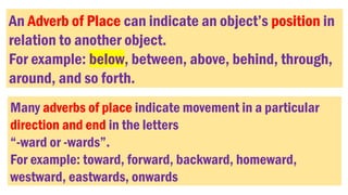 identifying different types of adverbs and preposition | PPTX