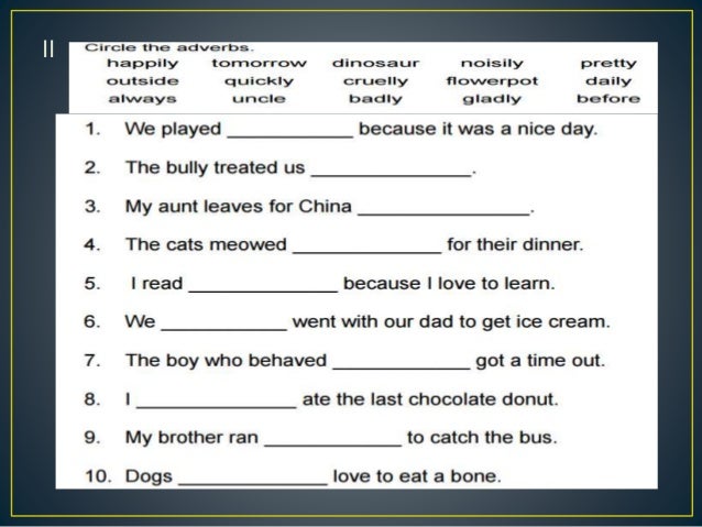 Morning Daffodils : adverb worksheet for practice