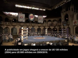 A publicidade em jogos chegará a crescer de U$ 120 milhões (2004) para U$ 800 milhões em 2009/2010. 