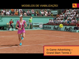MODELOS DE VIABILIZAÇÃO

In Game Advertising –
Grand Slam Tennis 2

 