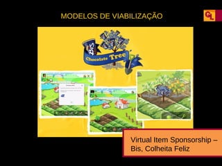 MODELOS DE VIABILIZAÇÃO

Virtual Item Sponsorship –
Bis, Colheita Feliz

 