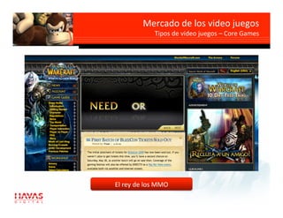 Mercado de los video juegos
                                    
             Tipos de video juegos – Core Games
                                               




El rey de los MMO 
 