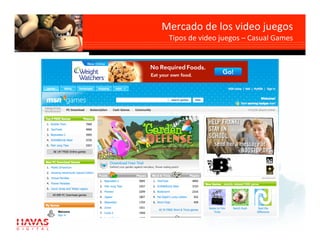 Mercado de los video juegos
                           
 Tipos de video juegos – Casual Games
                                     
 