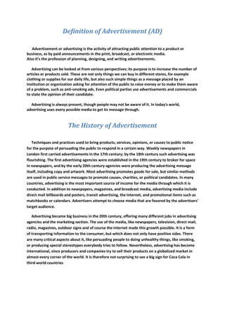 Advertisement Def Advertisement (word) | DOCX