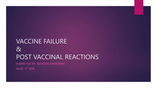 VACCINE FAILURE
&
POST VACCINAL REACTIONS
SUBMITTED BY- BANDITA PANIGRAHI
MVSC 1ST SEM
 