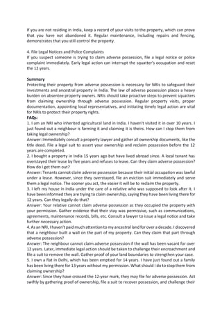 NRI Property Rights: How to Fight Adverse Possession | PDF