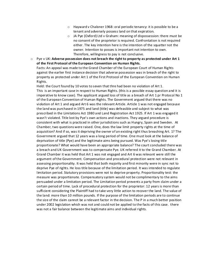 j a pye oxford ltd v Case note on ja pye v uk j a pye (oxford) ltd and another v united kingdom2 was the conclusion of a series of cases which established the european court of human. j a pye oxford ltd v Case note on ja pye v uk j a pye (oxford) ltd and another v united kingdom2 was the conclusion of a series of cases which established the european court of human.
