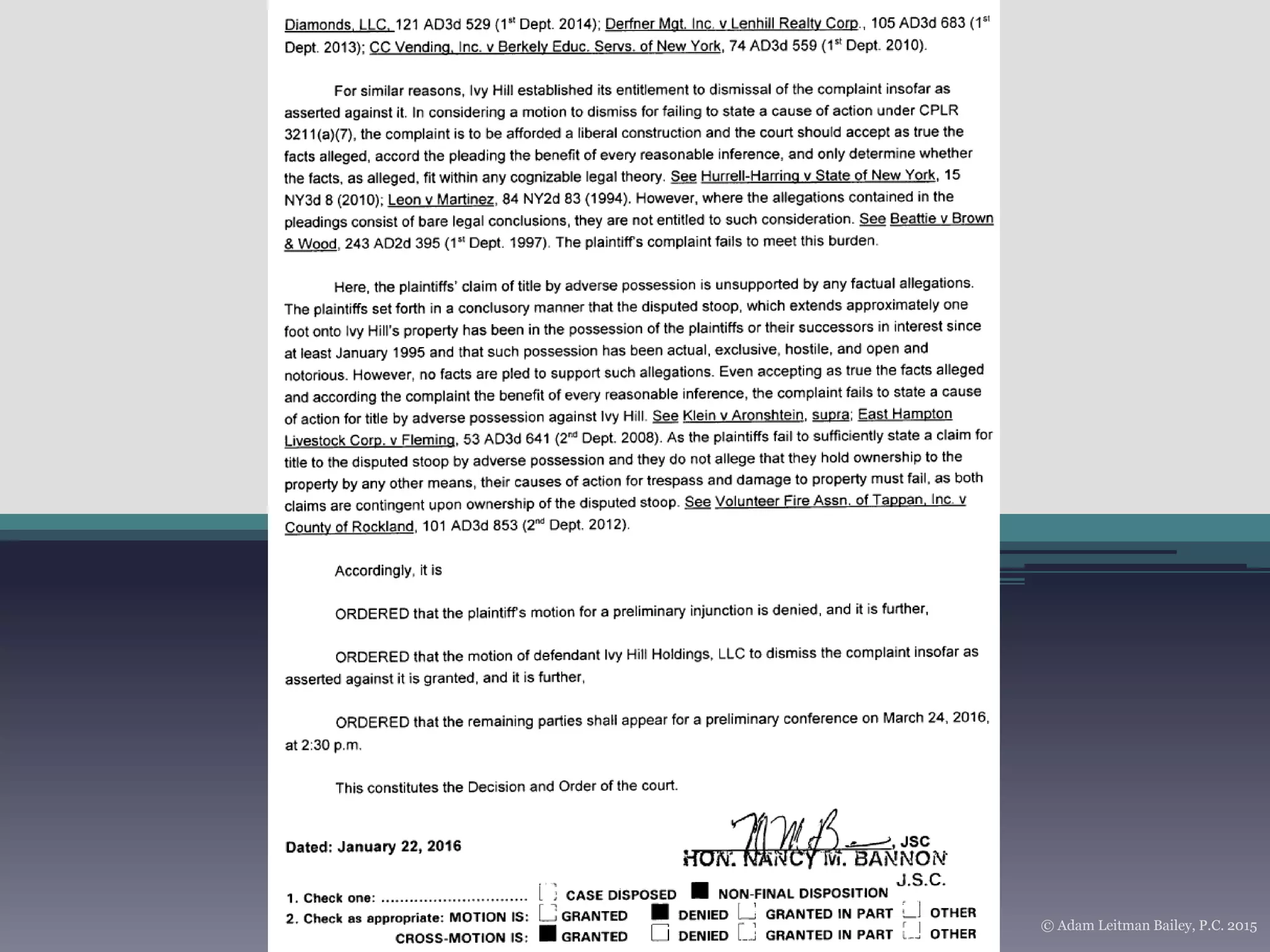 © Adam Leitman Bailey, P.C. 2015
 