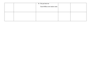 8. Do you love me
Sound effects train station noise
 