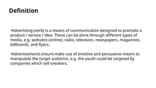 Advertisement Using Verb Comprehensive Guide to Advertising Techniques and the AIDA Principle | PPTX
