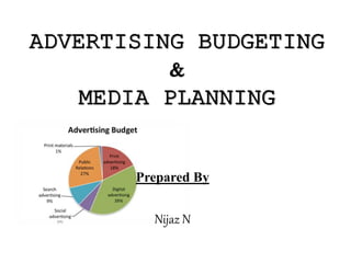 ADVERTISING BUDGETING
&
MEDIA PLANNING
Prepared By
Nijaz N
 