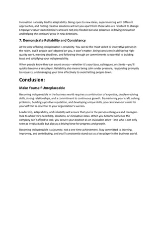 Become Indispensable In The Business World | PDF