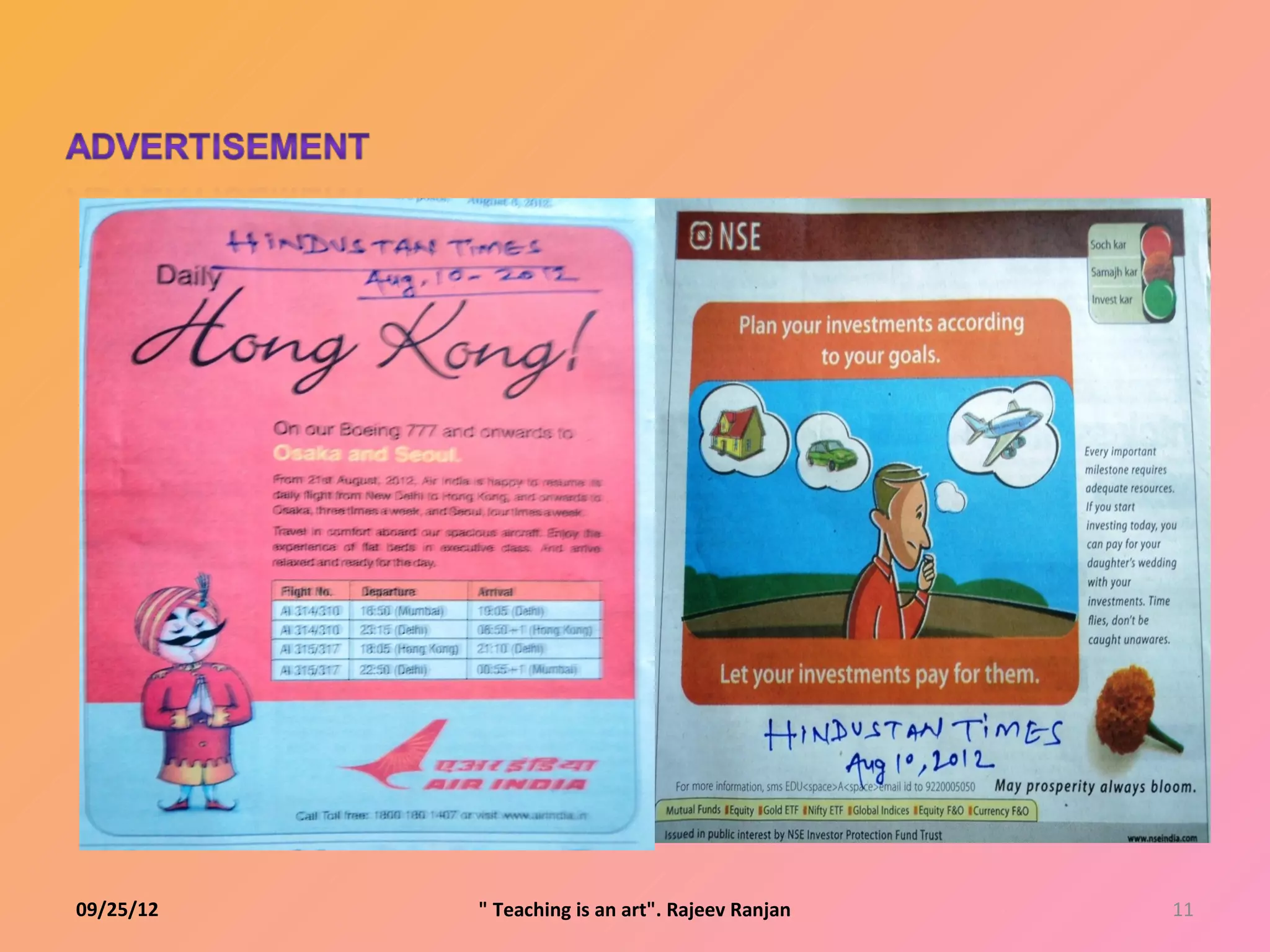 09/25/12   " Teaching is an art". Rajeev Ranjan   11
 