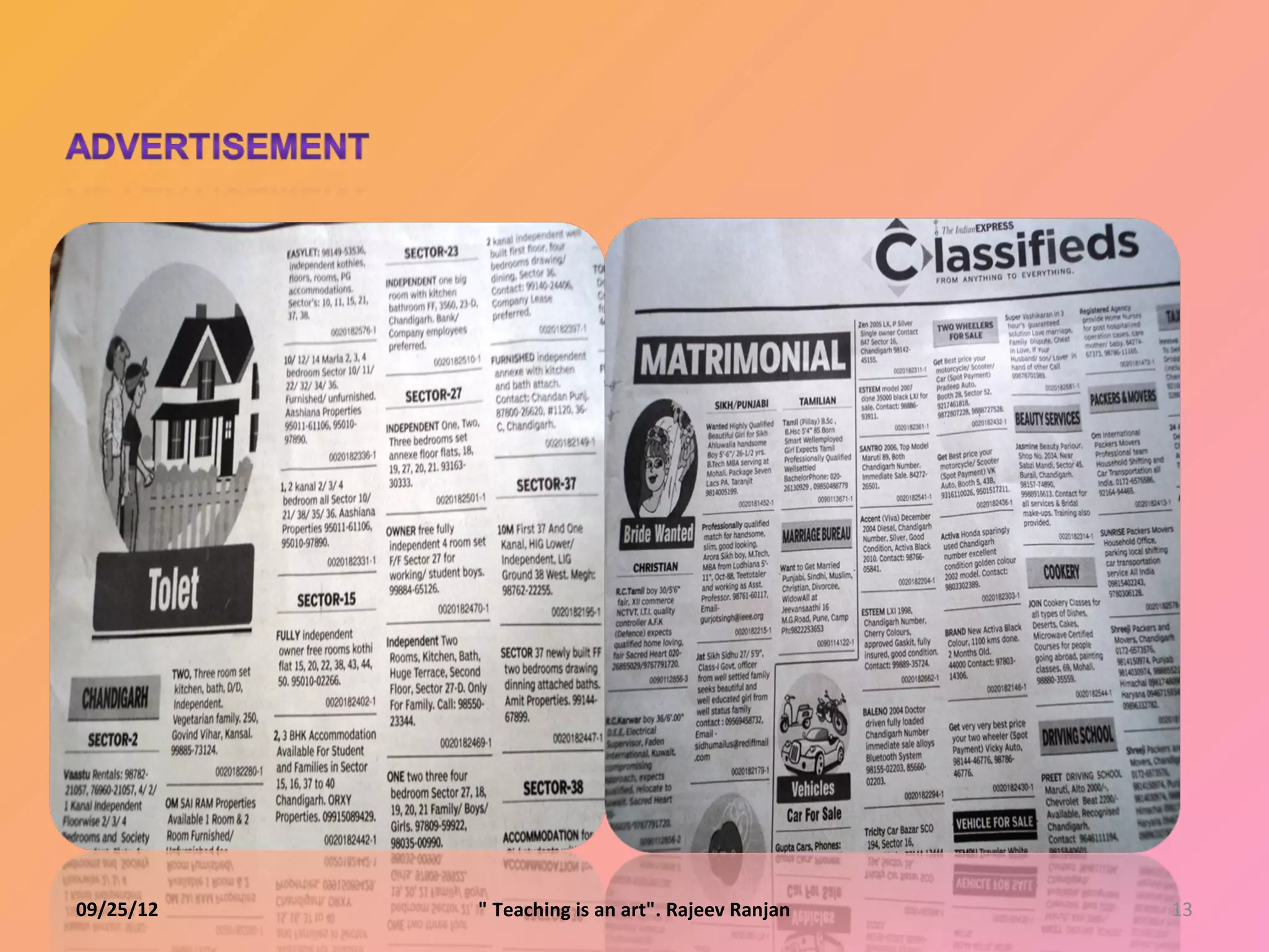 09/25/12   " Teaching is an art". Rajeev Ranjan   13
 