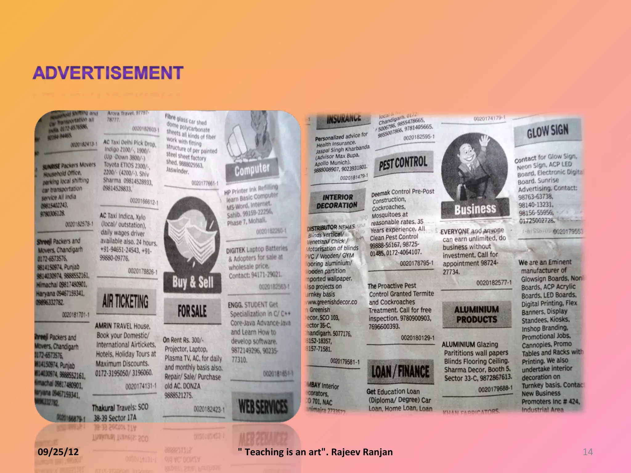 09/25/12   " Teaching is an art". Rajeev Ranjan   14
 