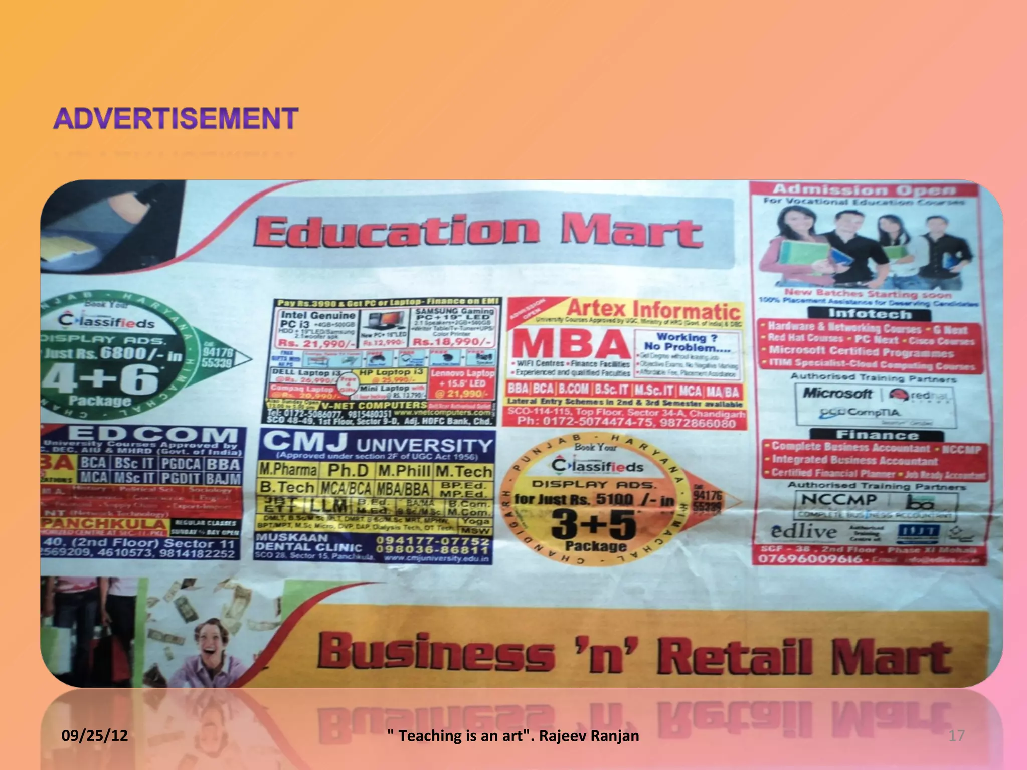 09/25/12   " Teaching is an art". Rajeev Ranjan   17
 