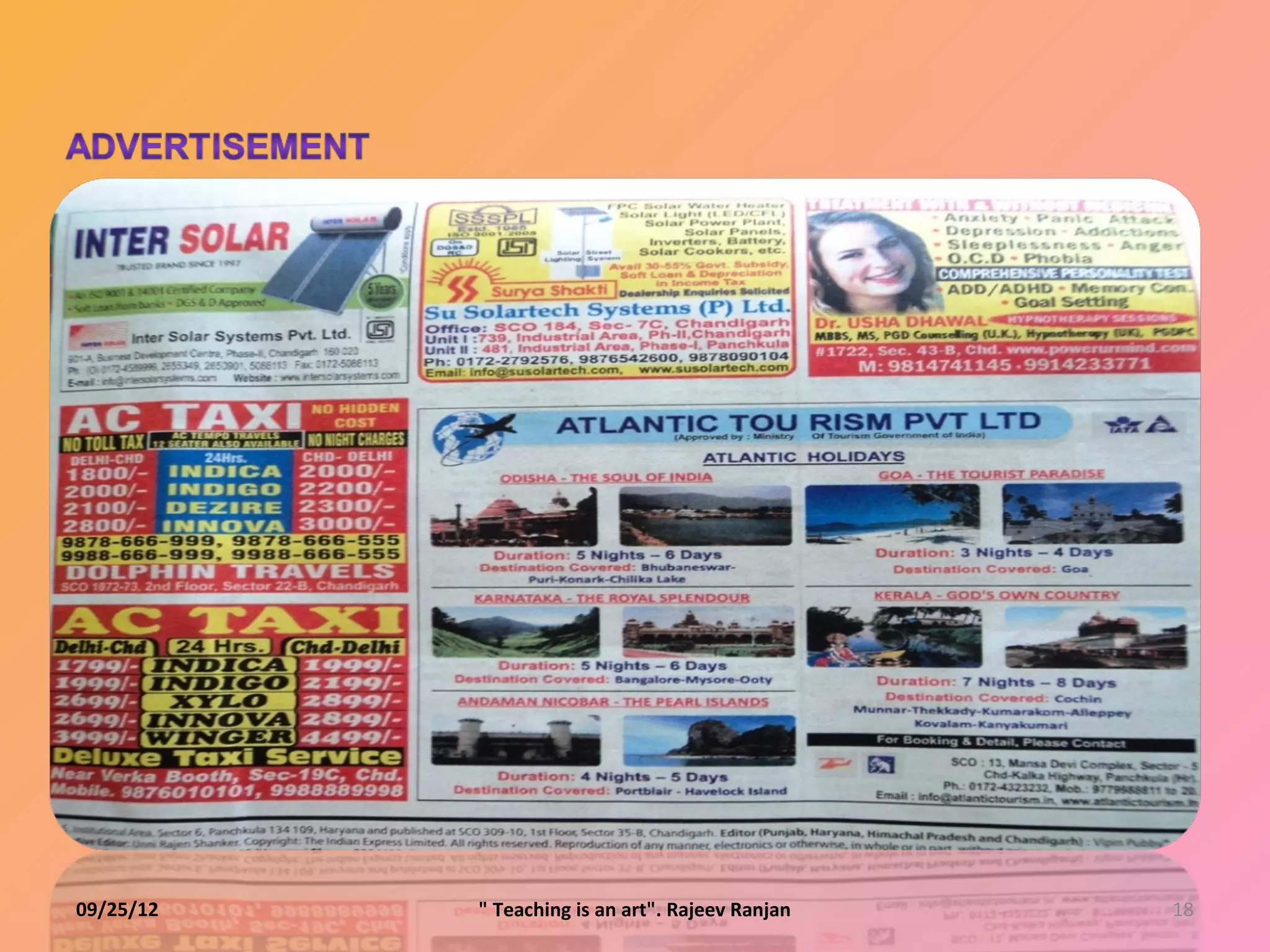 09/25/12   " Teaching is an art". Rajeev Ranjan   18
 