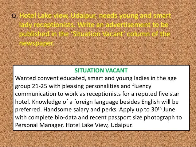 Situation Vacant Advertisement Examples