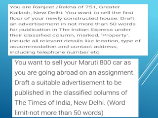 Advertisements-Classifieds class 11 writing skills | PPTX
