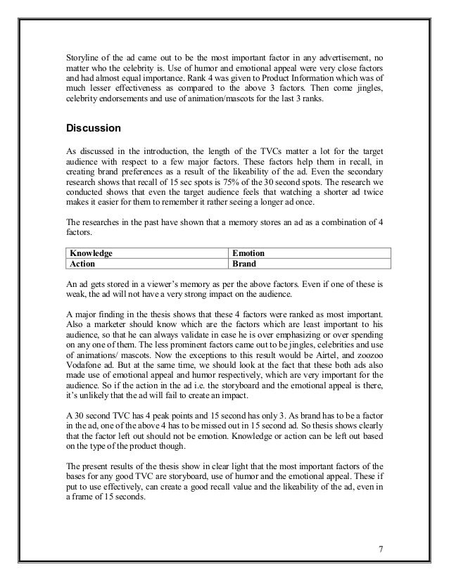 Tv advertisement thesis