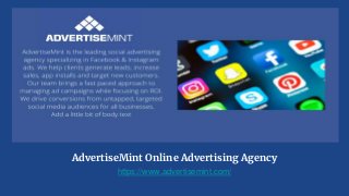 AdvertiseMint Online Advertising Agency
https://www.advertisemint.com/
 
