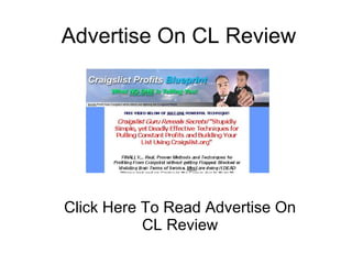 Advertise On CL Review Click Here To Read Advertise On CL Review 