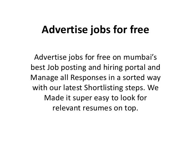 advertise or post jobs online for free in mumbai hiring staff online job for free