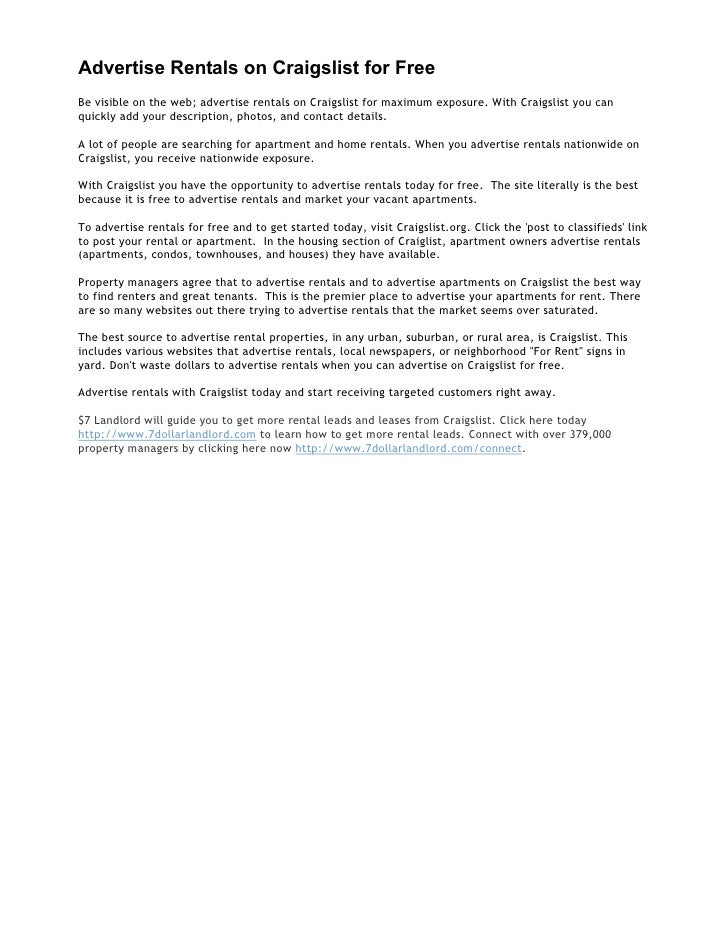 advertise rentals on craigslist for free where to advertise rental property for free
