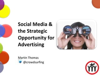 Social Media & the Strategic Opportunity for Advertising Martin Thomas @crowdsurfing 