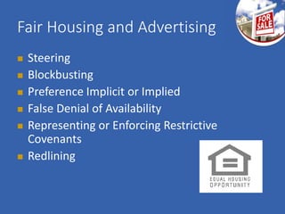 Redlining And Blockbusting Real Estate Advertising Compliance and the Law - RE41R05 | PPTX