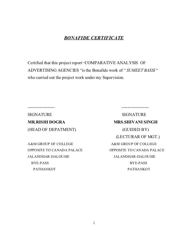 certification letter for address proof advertising agency project report mba by sumeet bassi certification letter for address proof advertising agency project report mba by sumeet bassi