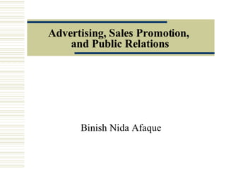 Advertising, Sales Promotion,