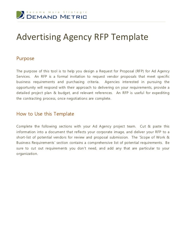 sample rfp proposal template