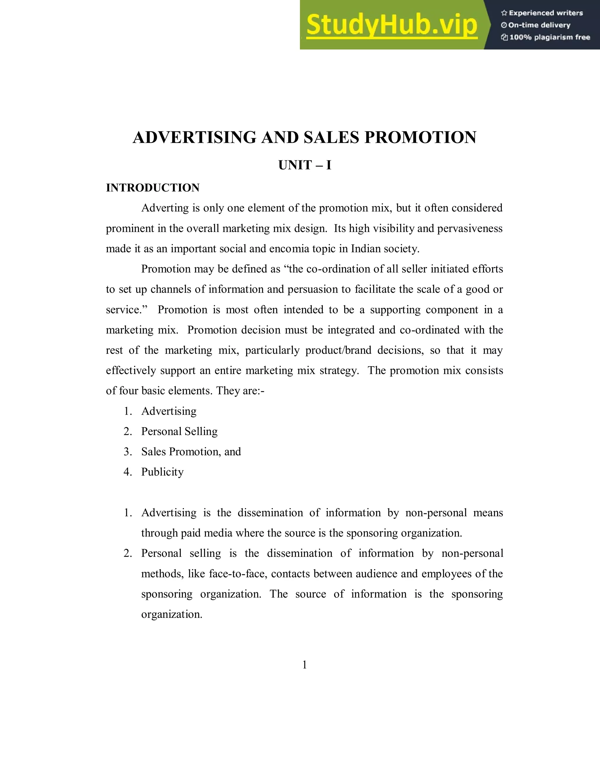 ADVERTISING AND SALES PROMOTION | PDF