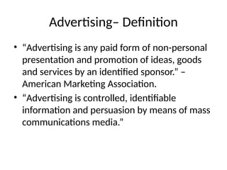 Introduction to Advertising and Sales Promotion | PPTX