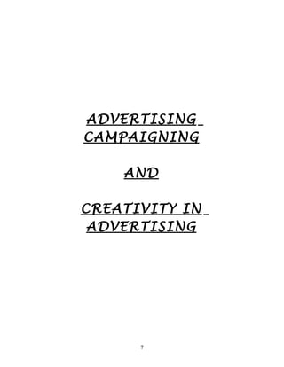 Advertising campaign and creativity in advertising