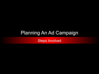 Planning An Ad Campaign
Steps Involved
 