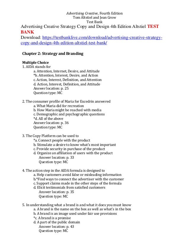 Advertising Creative Strategy Copy And Design 4th Edition Altstiel Te