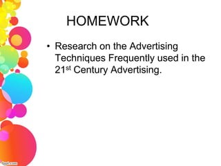 Advertising From Homework Introduction to Advertising | PPTX