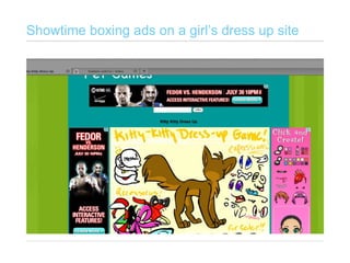 Showtime boxing ads on a girl’s dress up site