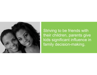 Striving to be friends with
their children, parents give
kids significant influence in
family decision-making.
 