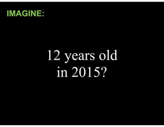 12 years old
in 2015?
IMAGINE:
 