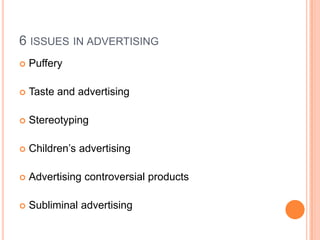 Advertising i issues in advertising | PPTX