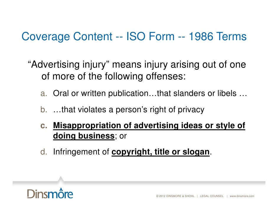 "Insurance Coverage for IP Claims under CGL Advertising ...