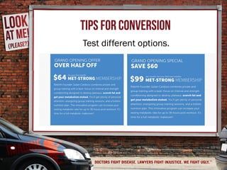 Tips for conversion
Test different options.