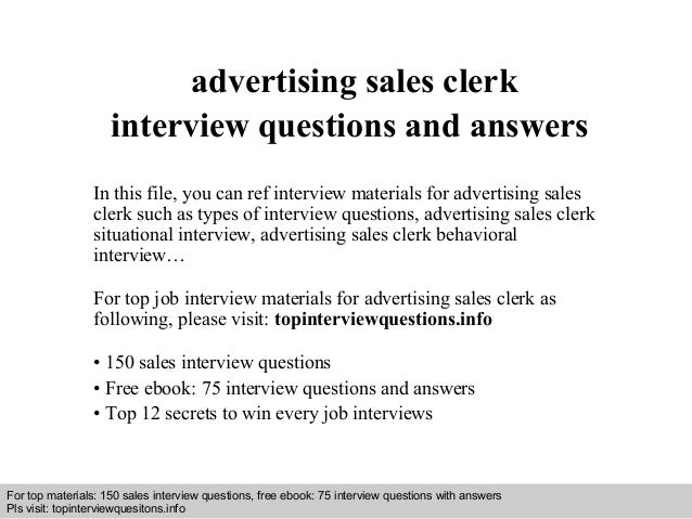 advertising sales clerk interview questions and answers what is a sales clerk