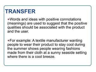 Advertising Techniques for Language Arts | PPTX