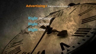 Right message
Right person
Right time
Advertising I The moment matters
 