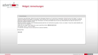 © advertzoom GmbH 2013 47 18.03.2022
Screenshots 47 •18.03.2022
Widget: Anmerkungen
 