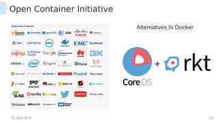 15. April 2016 23
Open Container Initiative
Alternatives to Docker
+
 